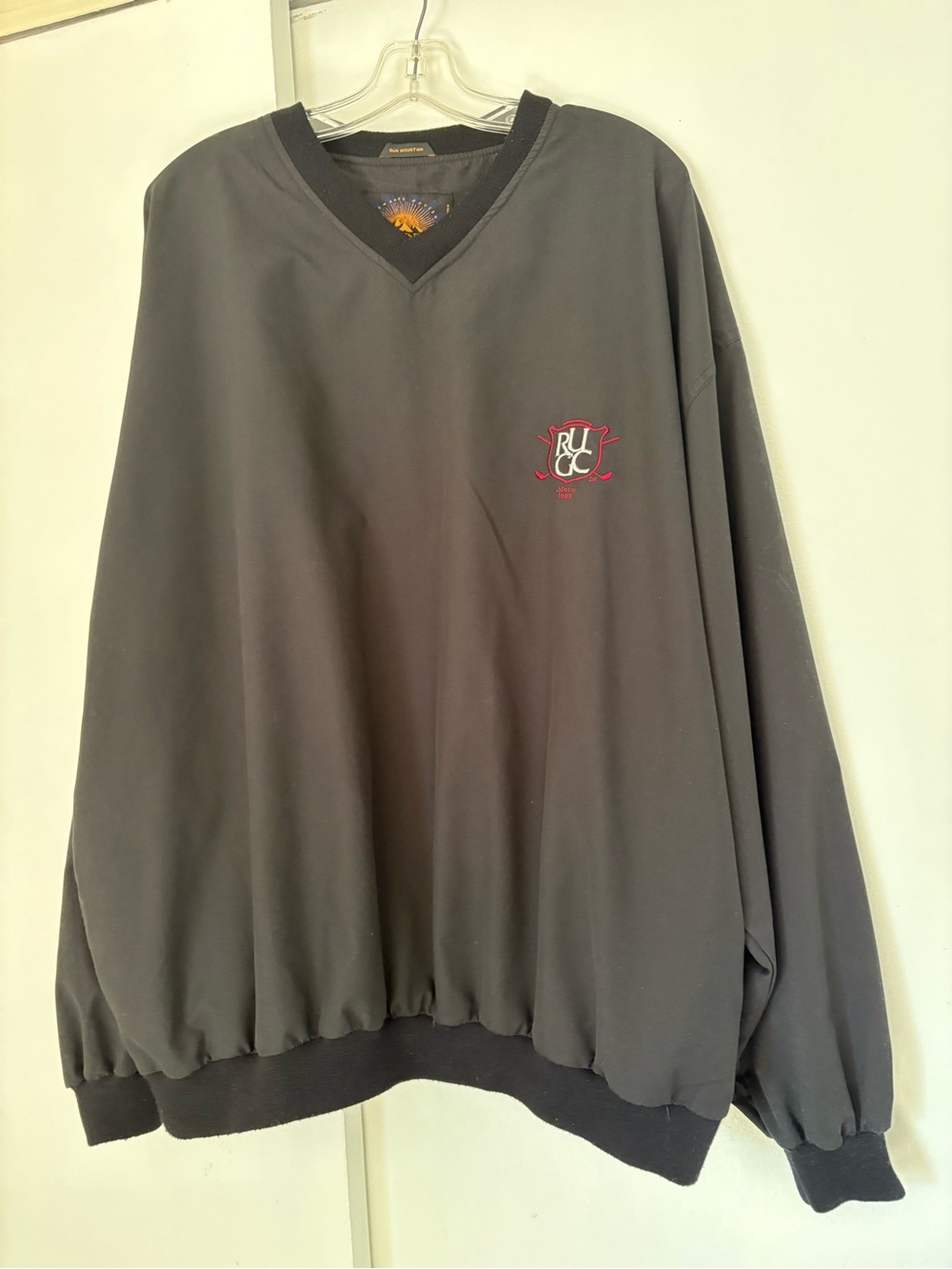 Vintage Sun Mountain Golf Windshirt Pullover XXL Black V-Neck Rutgers RUGC